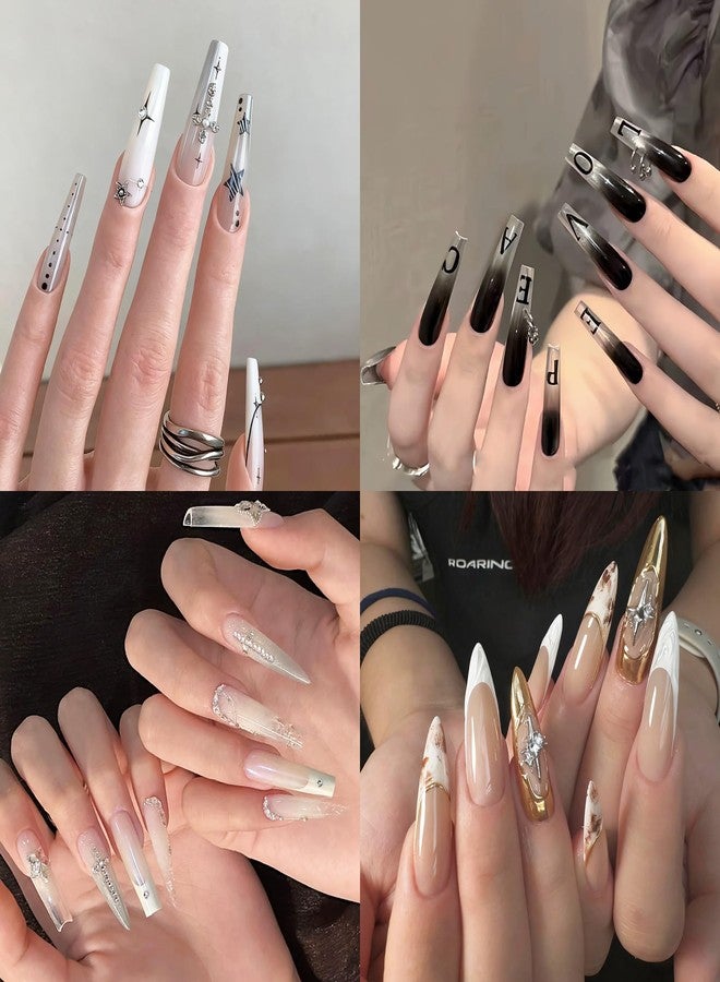 ELLEWIN 480PCS No C Curve Clear Nail Tips, Half Cover Coffin and Almond Nails for Acrylic Nails Kit, 10 Sizes Soft Gel Fake Nails Extension for Salons and Home DIY Gifts - Image 5